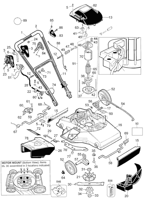 Page A Diagram and Parts List for MM600 Type 2 Black and Decker Lawn Mower